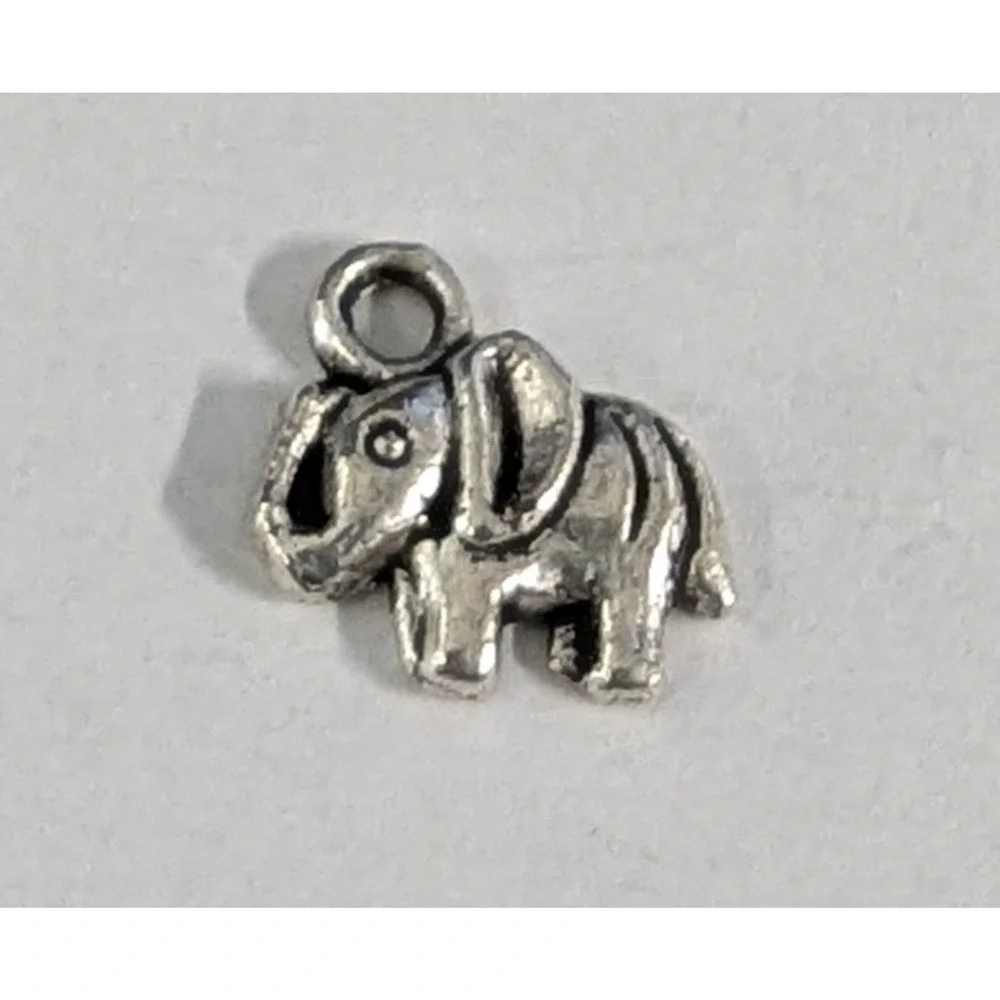 Elephant Charm Small Pendant Silver Tone Lover Mastadon Pacyderm Jewelry New